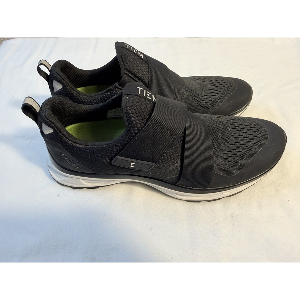 TIEM Slipstream Cycling Shoes Women 10 Black SPD Cleat Spin Mesh Hook Loop 2Bolt